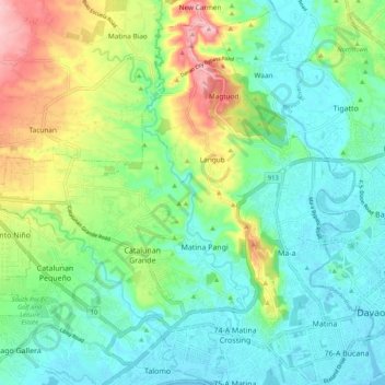 Mapa topográfico Matina River, altitude, relevo