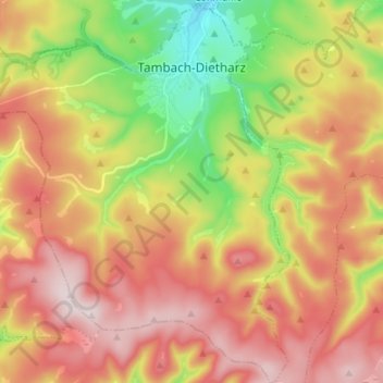 Mapa topográfico Tambach-Dietharz, altitude, relevo