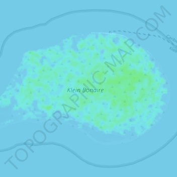 Mapa topográfico Klein Bonaire, altitude, relevo
