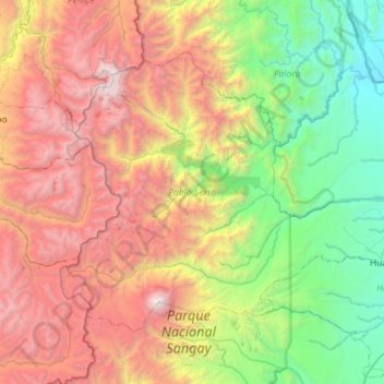 Mapa topográfico Pablo Sexto, altitude, relevo