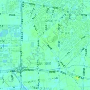 Mapa topográfico 新兴街道, altitude, relevo