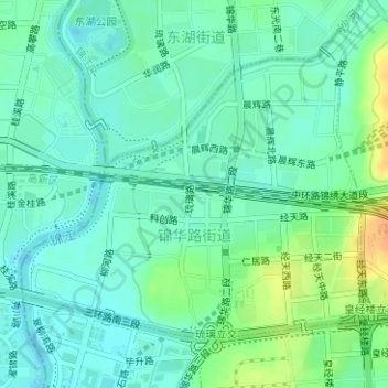 Mapa topográfico 锦华路街道, altitude, relevo