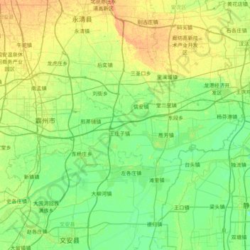 Mapa topográfico 霸州市, altitude, relevo