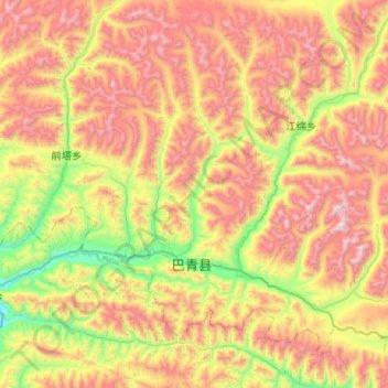 Mapa topográfico 拉西镇, altitude, relevo