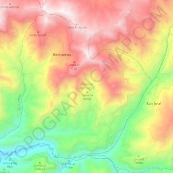Mapa topográfico Arboleda (Berruecos), altitude, relevo