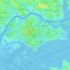 Mapa topográfico Singapura, altitude, relevo
