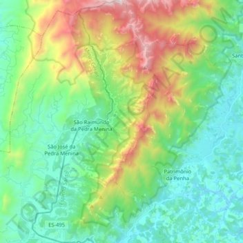 Mapa topográfico São Raimundo da Pedra Menina, altitude, relevo