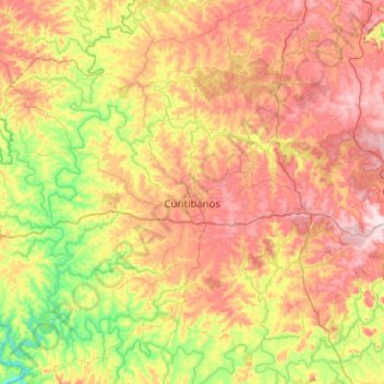 Mapa topográfico Curitibanos, altitude, relevo