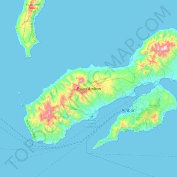 Mapa topográfico Ambon Island, altitude, relevo
