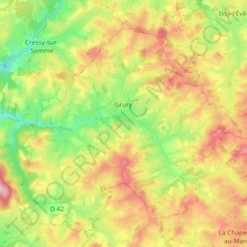 Mapa topográfico Grury, altitude, relevo