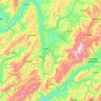 Mapa topográfico 永德县, altitude, relevo