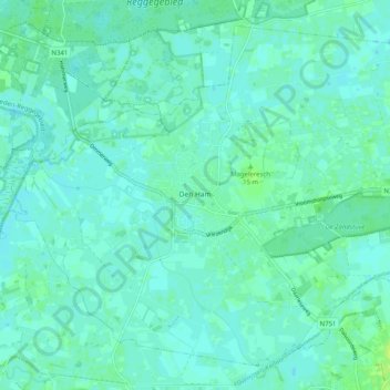 Mapa topográfico Den Ham, altitude, relevo