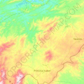 Mapa topográfico Princesa Isabel, altitude, relevo