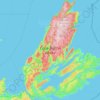 Mapa topográfico Cape Bretoneiland, altitude, relevo