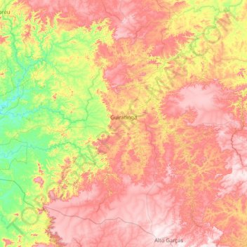 Mapa topográfico Guiratinga, altitude, relevo
