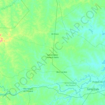 Mapa topográfico Governador Newton Bello, altitude, relevo