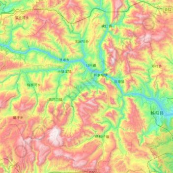 Mapa topográfico Zigui County, altitude, relevo