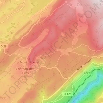 Mapa topográfico Château-des-Prés, altitude, relevo