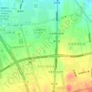 Mapa topográfico 友好北路街道, altitude, relevo