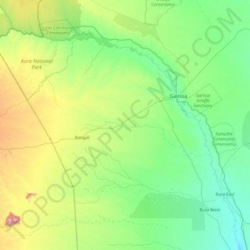 Mapa topográfico Bura, altitude, relevo