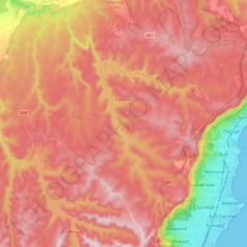 Mapa topográfico Cataract, altitude, relevo
