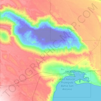 Mapa topográfico San Antonio Oeste, altitude, relevo