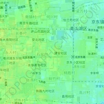 Mapa topográfico 北京东路社区, altitude, relevo