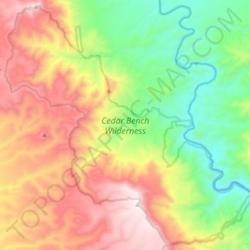 Mapa topográfico Cedar Bench Wilderness, altitude, relevo