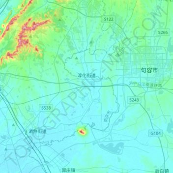 Mapa topográfico 淳化街道, altitude, relevo