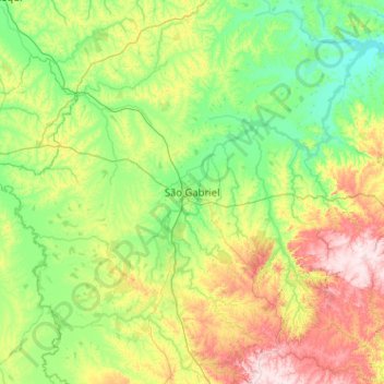 Mapa topográfico São Gabriel, altitude, relevo