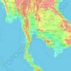 Mapa topográfico Thailand, altitude, relevo