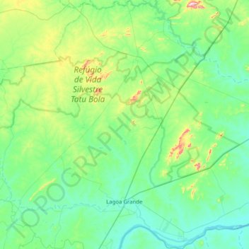 Mapa topográfico Lagoa Grande, altitude, relevo