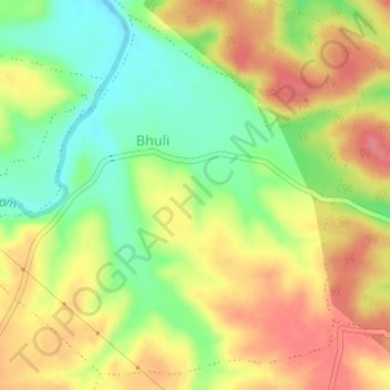 Mapa topográfico Bhuli, altitude, relevo