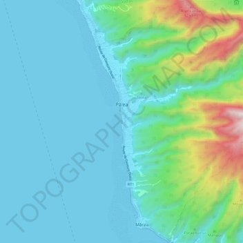 Mapa topográfico Pāʻea, altitude, relevo