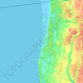 Mapa topográfico Palanga, altitude, relevo