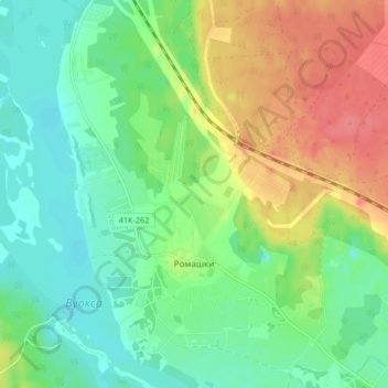 Mapa topográfico Ромашки, altitude, relevo