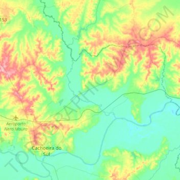 Mapa topográfico Bosque, altitude, relevo
