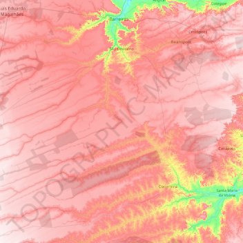 Mapa topográfico São Desidério, altitude, relevo