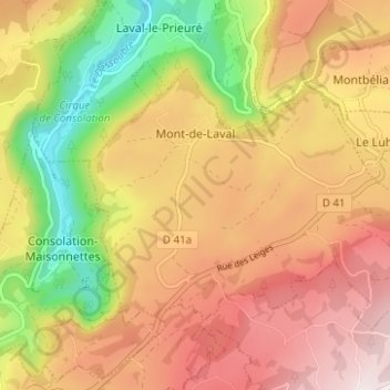 Mapa topográfico Mont-de-Laval, altitude, relevo