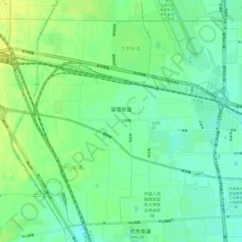 Mapa topográfico 留营街道, altitude, relevo