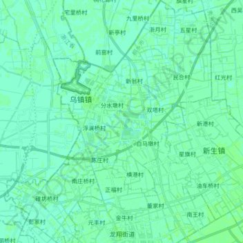 Mapa topográfico 乌镇镇, altitude, relevo