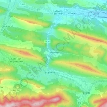 Mapa topográfico Lesparrou, altitude, relevo