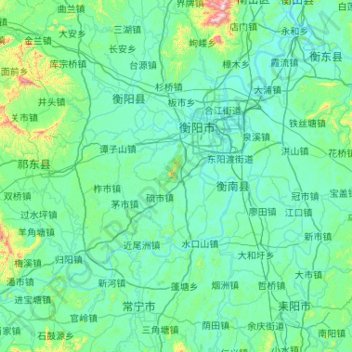 Mapa topográfico 衡南县, altitude, relevo
