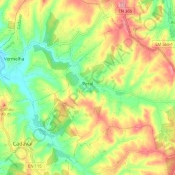 Mapa topográfico Peral, altitude, relevo