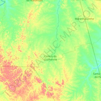 Mapa topográfico Centro do Guilherme, altitude, relevo