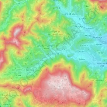 Mapa topográfico Gornji Grad, altitude, relevo