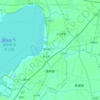 Mapa topográfico 儒林镇, altitude, relevo