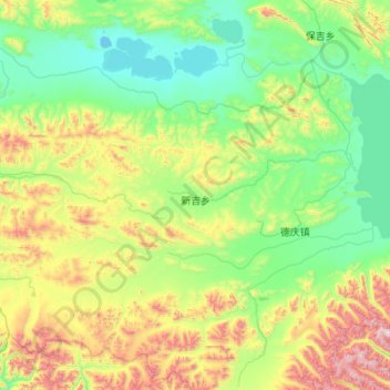 Mapa topográfico 新吉乡, altitude, relevo