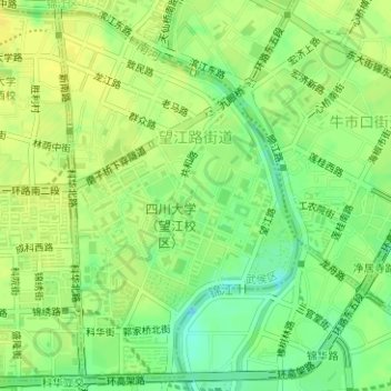 Mapa topográfico 望江路街道, altitude, relevo