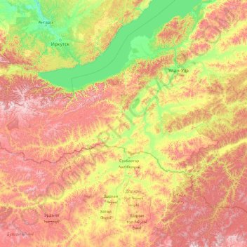 Mapa topográfico Selenge River, altitude, relevo